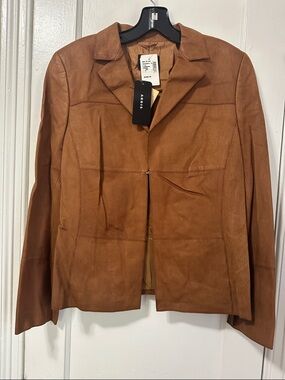 Akris Chestnut Brown Suede Zip-Front Jacket